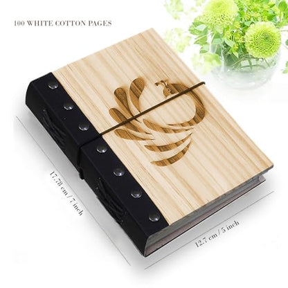 VIMOKSHA Hardcover Blank Journal Notebook 7x5 – Unlined Sketchbook & Writing Diary with 180 Thick Plain Pages, Ideal For Traveling & Gifting, Artists, Students, Men & Women - Peacock Design