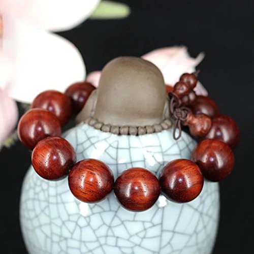 Men Women Buddhist 12 Prayer Mala Beads Sandalwood Bracelet Natural Wood Bead Yoga Meditation String Relieve Anxiety Bracelets - color: Red Sandalwood