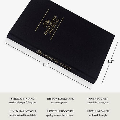 The Gratitude Journal - for More Mindfulness, Happiness, Positive Vibes, Affirmations, Productivity, and Self Reflection -Undated Daily Journal - color: Black