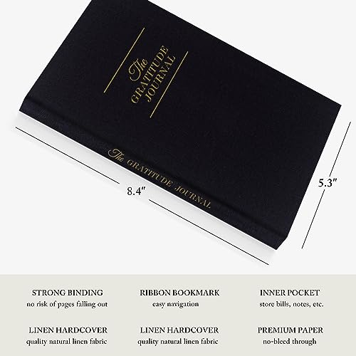The Gratitude Journal - for More Mindfulness, Happiness, Positive Vibes, Affirmations, Productivity, and Self Reflection -Undated Daily Journal - color: Black