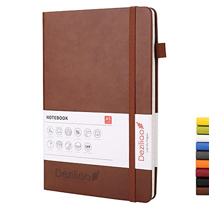 Lined Journal Notebooks with Pen Loop, Hardcover Notebook Journal for Work, 100Gsm Premium Thick Paper with Inner Pocket, Medium 5.7"x8.4", （Brown, Ruled） - color: Brown