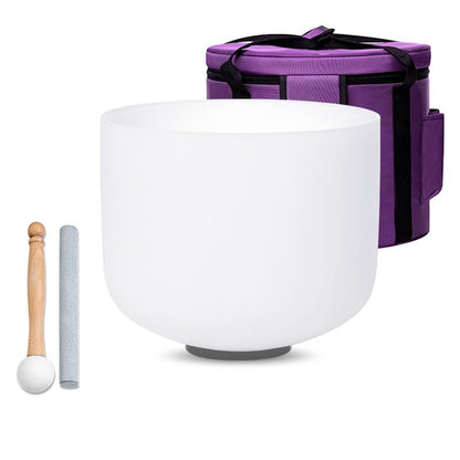 10 Inch 432hz White B Note Crown Chakra Quartz Crystal Singing Bowl, for Healing Mindfulness Meditation Yoga Sound Baths, with Rubber Mallet O-ring - color: White B Note, size: 10 inch