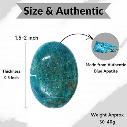 Amazing Gemstone Blue Apatite Crystals and Healing Stones - Palm Stone Crystals Piedra for Good Luck, Balanced Positive Energy, Meditation - Unique Stocking Stuffers and Birthday Gifts for Women, Men - color: Blue Apatite