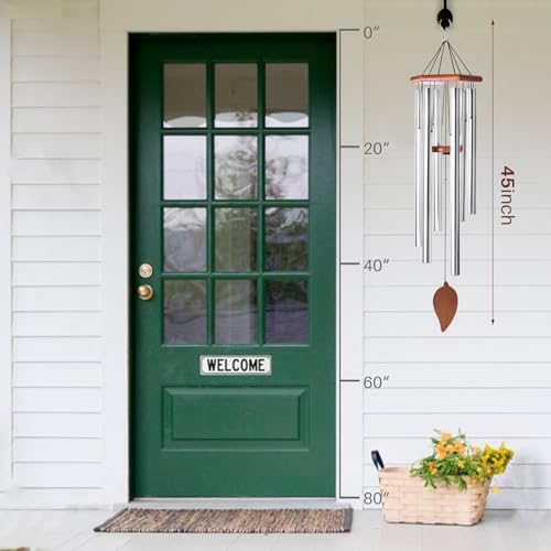 Sympathy Wind Chimes for Outside Deep Tone, Memorial Loss of a Loved, Large Wind Chimes with 6 Thicken Tubes & Hook, Outdoor Gifts Mother, Garden Decor (45IN Silver) - size: 45IN silver
