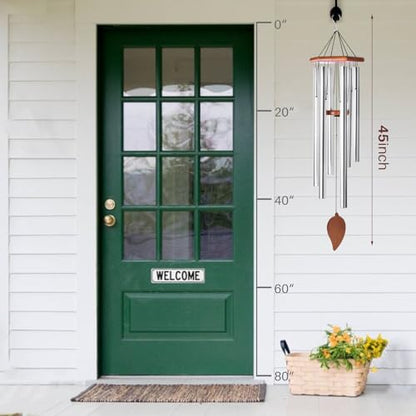 Sympathy Wind Chimes for Outside Deep Tone, Memorial Loss of a Loved, Large Wind Chimes with 6 Thicken Tubes & Hook, Outdoor Gifts Mother, Garden Decor (45IN Silver) - size: 45IN silver