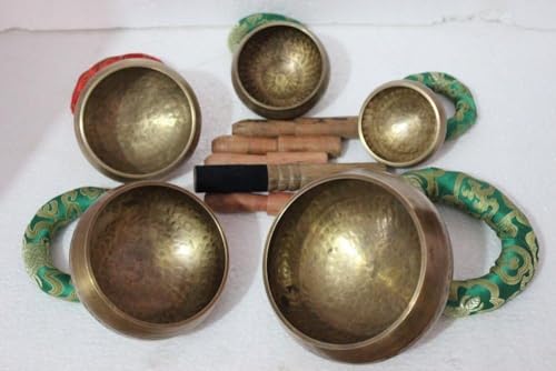 Beaten Tibetan Singing Bowl Set of 5 Hand Hammered - Buddhist Meditation Bowls from Nepal