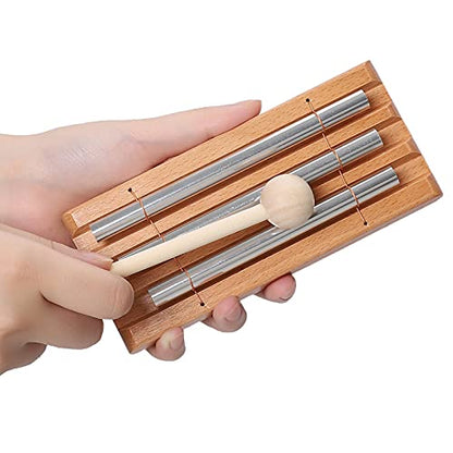 Vilihkc Energy Chime Percussion Hand Bell Meditation Chimes Teacher Tools Reminder Tuned Energy Chimes Music Instrument with Mallet for Classroom Prayer Yoga Music Gift(3 Tone) - color: 3 TONE