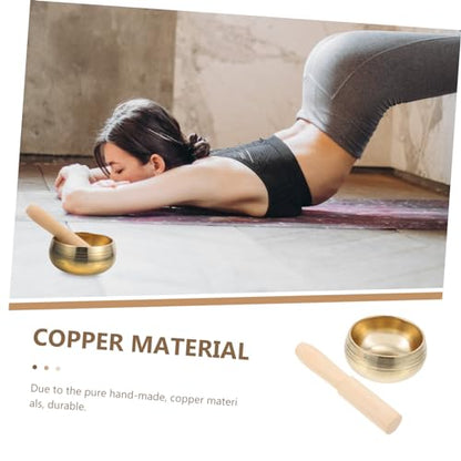 SECFOU 1set Tibetan Singing Bowl Handmade Meditation Sound Bowl with Mallet for Yoga Relaxation and Chakra Healing Lightweight Portable Meditation Accessory for - size: 8x8x5cm