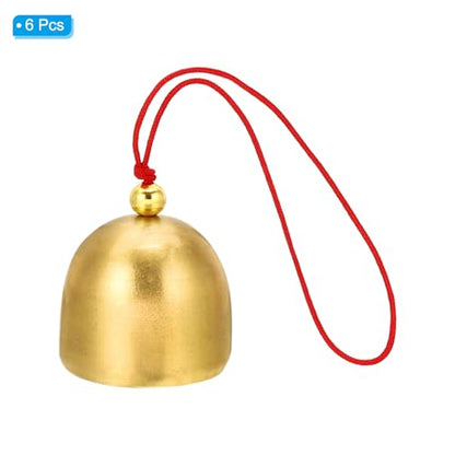 PATIKIL 6 Pcs Wind Chime, Hanging Bells Temple Bells Retro Outdoor Hanging Metal Chinese Wind Chime Round for Outside Garden Camping, Gold Red - color: Gold Red
