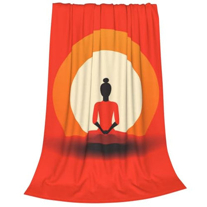 Minimalistic Yoga Poses Blanket Anti Pilling Throw Meditation Meditating Fleece Flannel Lightweight Cozy Bedspread Living Room Women Adults and Kids Bed Sofa 60"X50" - color: Minimalistic Yoga Poses