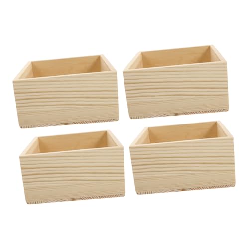 Tofficu 4pcs Small Wooden Storage Box Diy Wooden Storage Box Without Lid Cube Container Boys and Girls Toy Organizer Decorative - size: 15X15X7.2CM