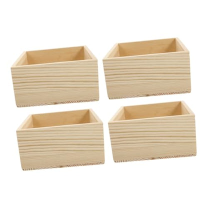 Tofficu 4pcs Small Wooden Storage Box Diy Wooden Storage Box Without Lid Cube Container Boys and Girls Toy Organizer Decorative - size: 15X15X7.2CM