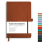 RETTACY Lined Journal Notebook, 192 Numbered Pages, A5 Medium Size (5.7'' x 8.3''), for Men & Women, Journaling, Writing, Work & Office, Leather Hardcover, 100 GSM Thick Paper (Brown)