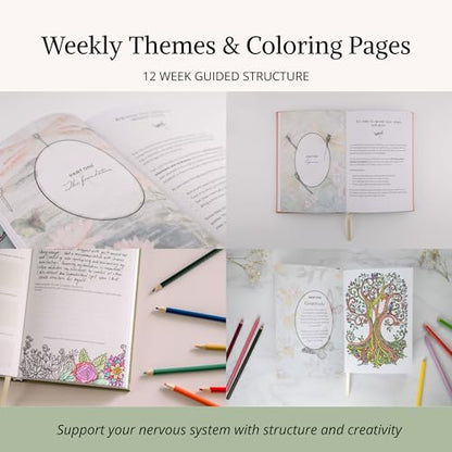 5 Minute Guided Journal | Daily Morning & Evening Prompts for Mindfulness, Gratitude & Self-Care | Weekly Coloring Pages | Stress Relief, Intention Setting & Emotional Wellness Journal - color: Green