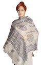 KVR Hindu Pooja Religious Cotton Indian prayer scarf with OM Krishna Ganesha Shiva Nataraja yoga spiritual auspicious prints - color: White-natraja-2
