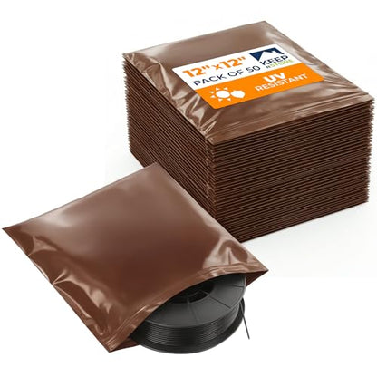 12"x 12" UV Protective Amber Zip Bags, Pack of 50 - Resealable Light-Blocking Plastic Bags for Packaging Light-Sensitive Products, Heavy Duty 3 mil Thick, Moisture Resistant Storage - size: 12"W x 12"L, style: Pack of 50