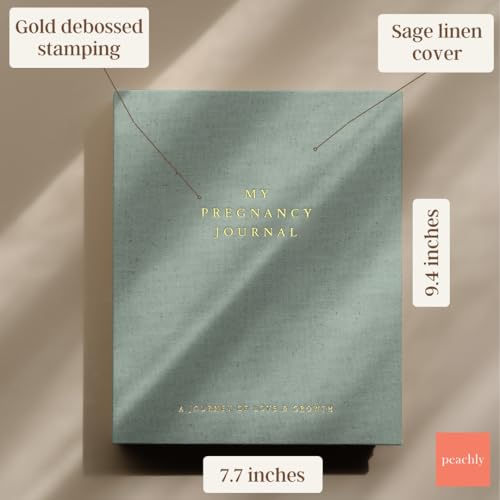 Peachly Pregnancy Journal - Linen Pregnancy Book to Capture Every Milestone - Pregnancy Must Haves - Baby Book Keepsake Pregnancy Journals For First Time Moms and Experienced Moms (Sage) - color: Sage