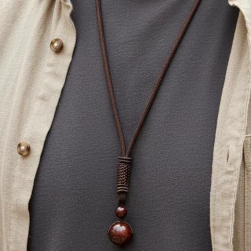 Natural Tiger Eye Stone Bead Pendant Necklace for Healing and Protection Crystal Necklace for Men and Women Adjustable - color: Red Tiger Eye