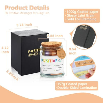 Positive Affirmations Jar,Positive Affirmation Cards for Women,Inspirational Encouragement Cards,Thoughtful Birthday Gifts for Women Men Friends Teens Kids,Motivational Desk Decor for Coworkers Boss - style: Positive