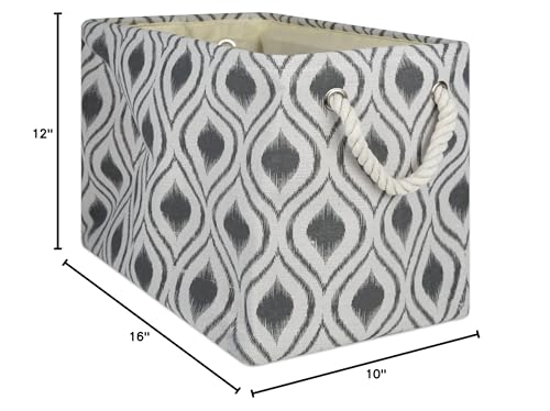 DII Polyester Container with Handles, Ikat Storage Bin, Medium, Mineral Gray - color: Mineral Gray, size: Medium