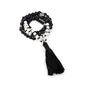 LIUANAN 108 Mala Beads 8mm Natural Bracelet Healing Gemstone Yoga Meditation Hand Knotted Mala Prayer Bead Necklace - color: 6mm-Black+White Natural Turquoise