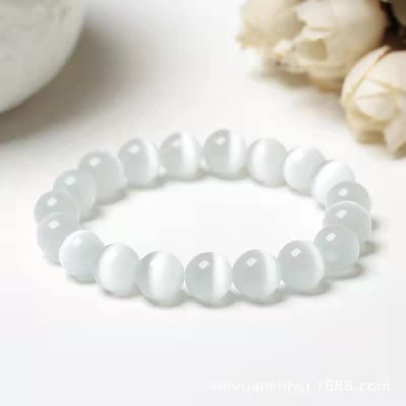 Fuqimanman2020 Healing Natural Stone Stretch Bracelet Strand Chakra Crystal Beaded Energy Reiki Spirituality for Women Conservancy Meditation Protection Jewelry - color: Opal