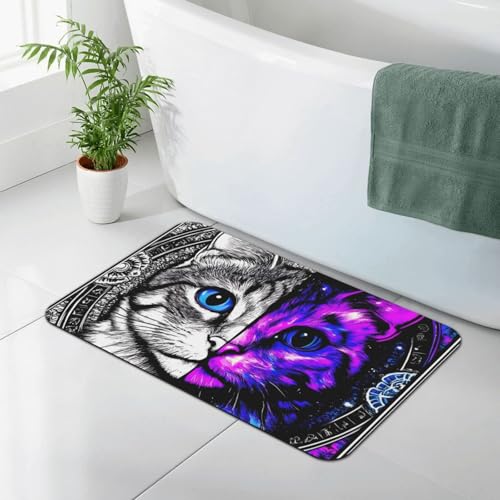 Absorben Anti-Skid Toilet Shower Mat Indoor Outdoor Frontdoor Home Decor Perfect for Bedroom Livingroom Kitchen Patio, 16 x 24 Inch Space Witch Black Cat Goth Kitten Art - color: Pattern 347