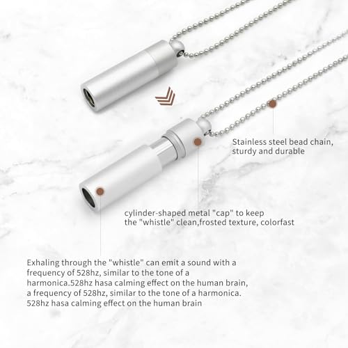 528 Hz Meditation Necklace Breathing Frequency Sound Healing Device by Adjusting The Breathing for Anxiety & Stress Relief Mindfulness (Silver) - color: Silver