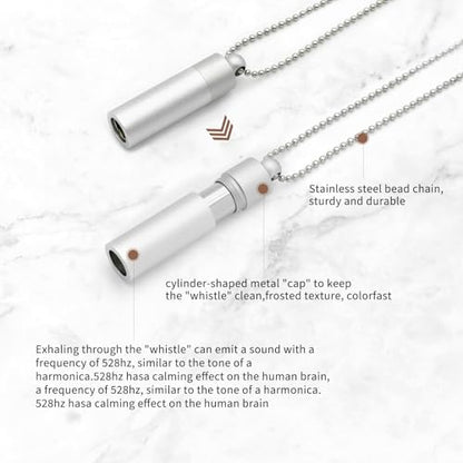 528 Hz Meditation Necklace Breathing Frequency Sound Healing Device by Adjusting The Breathing for Anxiety & Stress Relief Mindfulness (Silver) - color: Silver