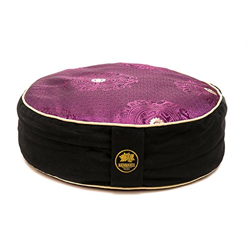 Zafu Meditation Yoga Buckwheat Filled Fair Trade Silk and Organic Cotton Pillow Cushion with Exclusive Premium Designs (Choose Your Design & Color)