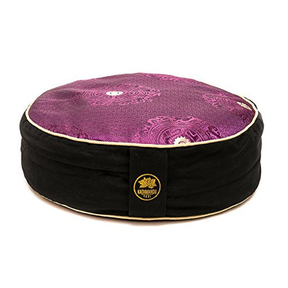 Zafu Meditation Yoga Buckwheat Filled Fair Trade Silk and Organic Cotton Pillow Cushion with Exclusive Premium Designs (Choose Your Design & Color)