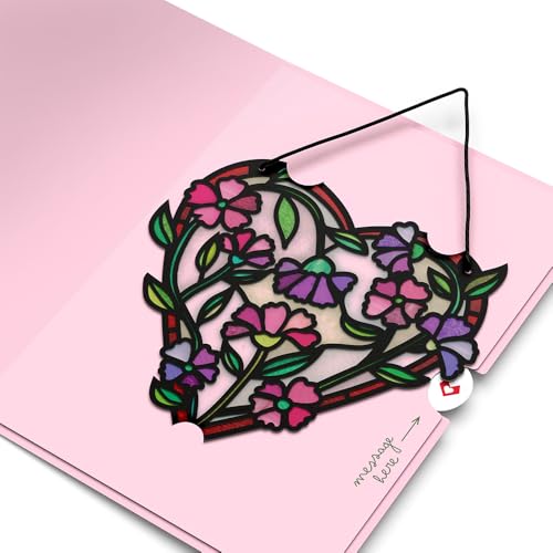 Lovepop Love Suncatcher Card for Her and Him - 3D Greeting Cards for Boys, Girls, Men, Women - Love Grows - 5" x 7" Heart Card - Blank Note Card & Envelope Included - color: Love Grows Heart Suncatcher Card