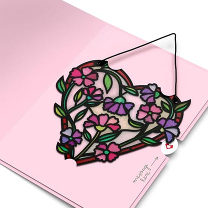 Lovepop Love Suncatcher Card for Her and Him - 3D Greeting Cards for Boys, Girls, Men, Women - Love Grows - 5" x 7" Heart Card - Blank Note Card & Envelope Included - color: Love Grows Heart Suncatcher Card
