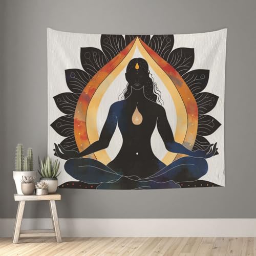 acvKGHW Yoga Meditation Printed Indoor Decorative Wall Tapestry 60x51in - Soft Polyester Decorative Blanket for Home & Dorm Decor - color: Yoga Meditation