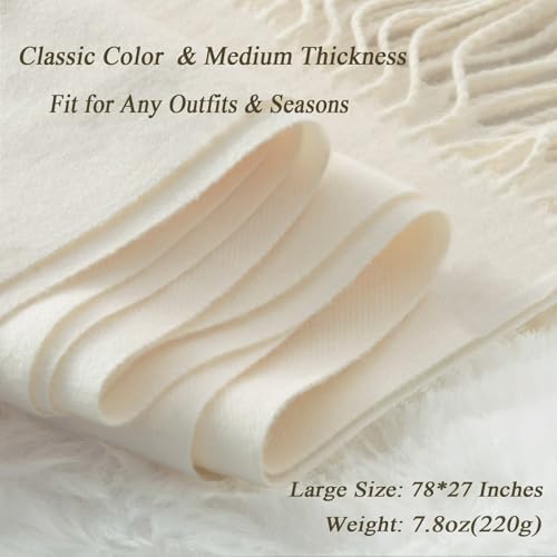 Ciormis Pashmina Scarf for Women, Soft Pashminas Shawls and Wraps for Evening Dresses, Wedding Bride Bridesmaid Shawls Scarf - color: C# Cream