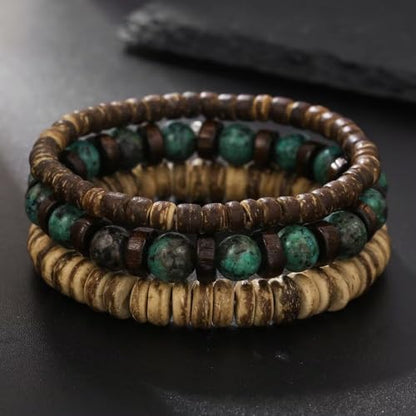 Todu Boho Bracelets Vintage African Turpine Coconut Shell Stackable Wooden Beaded Bracelets for Women Men Bohemian Ethnic Summer Beach Vacation Holiday Jewelry - style: Style E