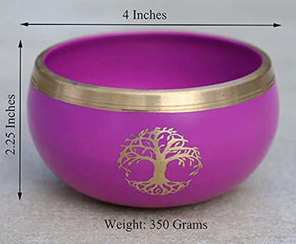 Tree Of Life Singing Bowl Complete Set ~ For Meditation, Yoga, Spiritual Healing and Mindfulness (Pink) - color: Pink