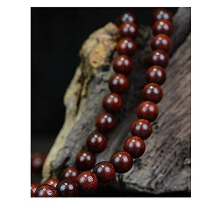 JAJAFOOK 6/8/10/12mm Unisex Mala Traditional 108 Beads Natural Red Sandalwood Bracelet Buddhist Meditation Prayer Beads Mala Necklace - style: 10mm*108beads