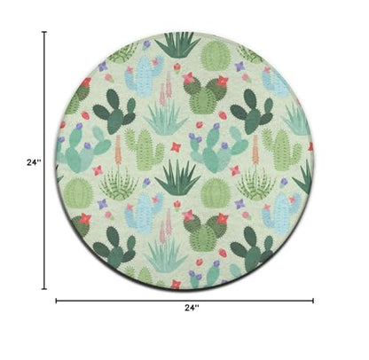 Modern Round Area Rug, Non-Slip Machine Washable Kitchen Office Circle Rug, Room Sofa Yoga Soft Round Carpet Compatible with Cactus and Succulents 24inch(60cm) - color: Color761, size: 24inch(60cm)