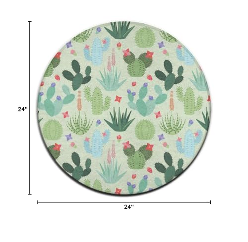 Modern Round Area Rug, Non-Slip Machine Washable Kitchen Office Circle Rug, Room Sofa Yoga Soft Round Carpet Compatible with Cactus and Succulents 36inch(90cm) - color: Color761, size: 36inch(90cm)