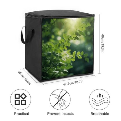 Green Tree Background Storage Bag Portable Closet Organizer Storage Bags Quilt Storage Bags with Zippered Breathable Storage Bag with Carry Handles for Blanket Pillow Bedding