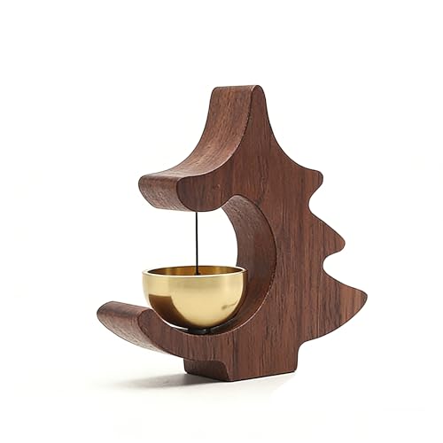 Shopkeepers Bell for Door Opening Magnetic Wood Doorbell with Brass Bell Door Chime for Entrance, Wall, Store, Wardrobe, Fridge（New） - color: Dark Walnut, size: Small - Tree-shaped