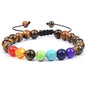 GelConnie Lava Rock Chakra Bracelet 7 Chakra 8mm Natural Stone Healing Bracelet Stress Relief Yoga Beads Anxiety Bracelet Aromatherapy Essential Oil Diffuser Bracelet Bangle - color: B-Tiger Eye Braided