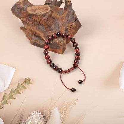 AD Beads Unisex 8mm Gemstone Bracelets Healing Macrame Adjustable 7-9 Inches || wear this healing natural gemstone bracelet help to erase your pain and fear || recover your energy||| - color: Red Tiger's Eye