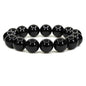 Keleny Natural Gem Semi Precious Gemstones 14mm Round Beads Crystal Stretch Bracelets 7 Inch Unisex - color: Black Agate
