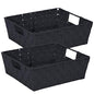 Simplify 15"x 13"x 5" Alloy Steel Rectangular Basket with 2 Built-in Carrying Handles, Black (Pack of 6) - color: Black, size: (Pack of 6)