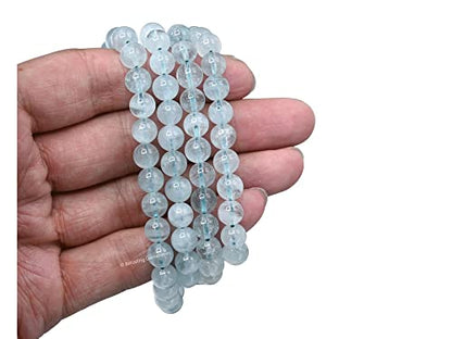 Amazing Gemstone Aquamarine Mala Beads - 108 Prayer Beads for Meditation and Mindfulness Practice, Handcrafted Mala Beads with Natural Gemstones for Spiritual Healing and Relaxation (Plain) - color: Aquamarine, style: Plain