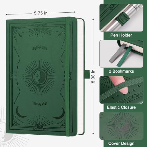 Blank Journal for Women Men, 192 Pages A5 Notebook Journal, Hardcover Notebook with 100Gsm Thick Pages, Leather Note Book for Writing, Travel, Business, Office, Prayer 5.7 x 8.3, Dark Green - color: Dark Green, style: Plain