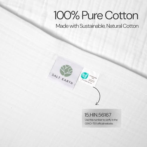 Salt Earth 100% Cotton Muslin Throw Blanket, Gauze Blanket 50"X60" Throw with Tassel 4 Layered for Couch, Bed, Living Room, Lightweight & All Season Blankets & Throws, Nature & Skin Friendly(White) - color: White, size: 50"X60" Throw