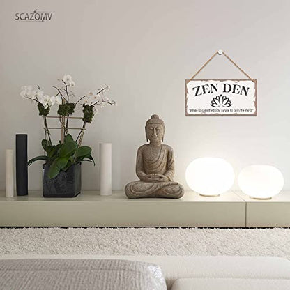 SCAZOMV Wood Decorative Signage, Zen Den Sign, Meditation Room Decor, 10X5 Inch
